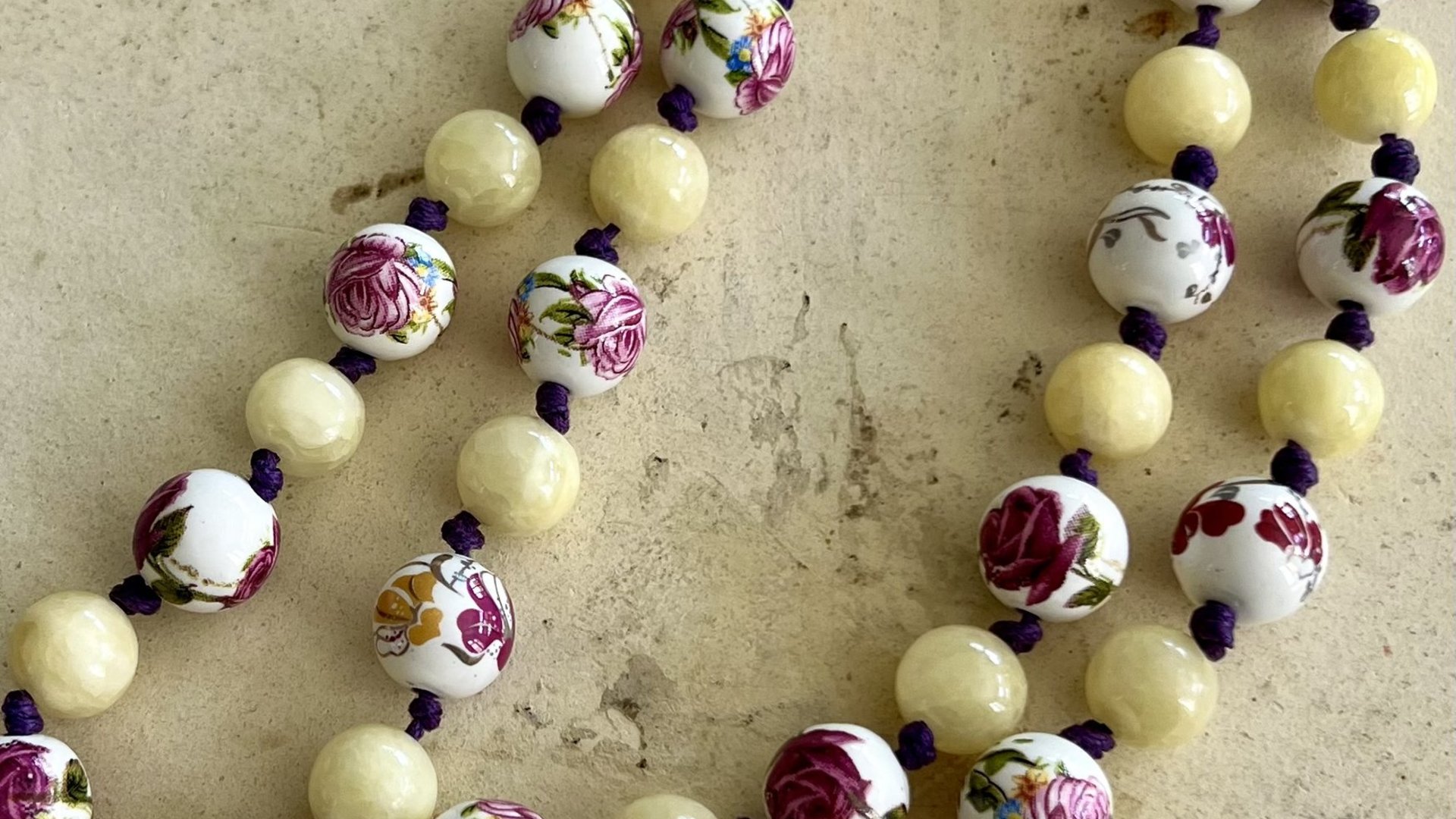 Rose Ceramic Beaded Necklace