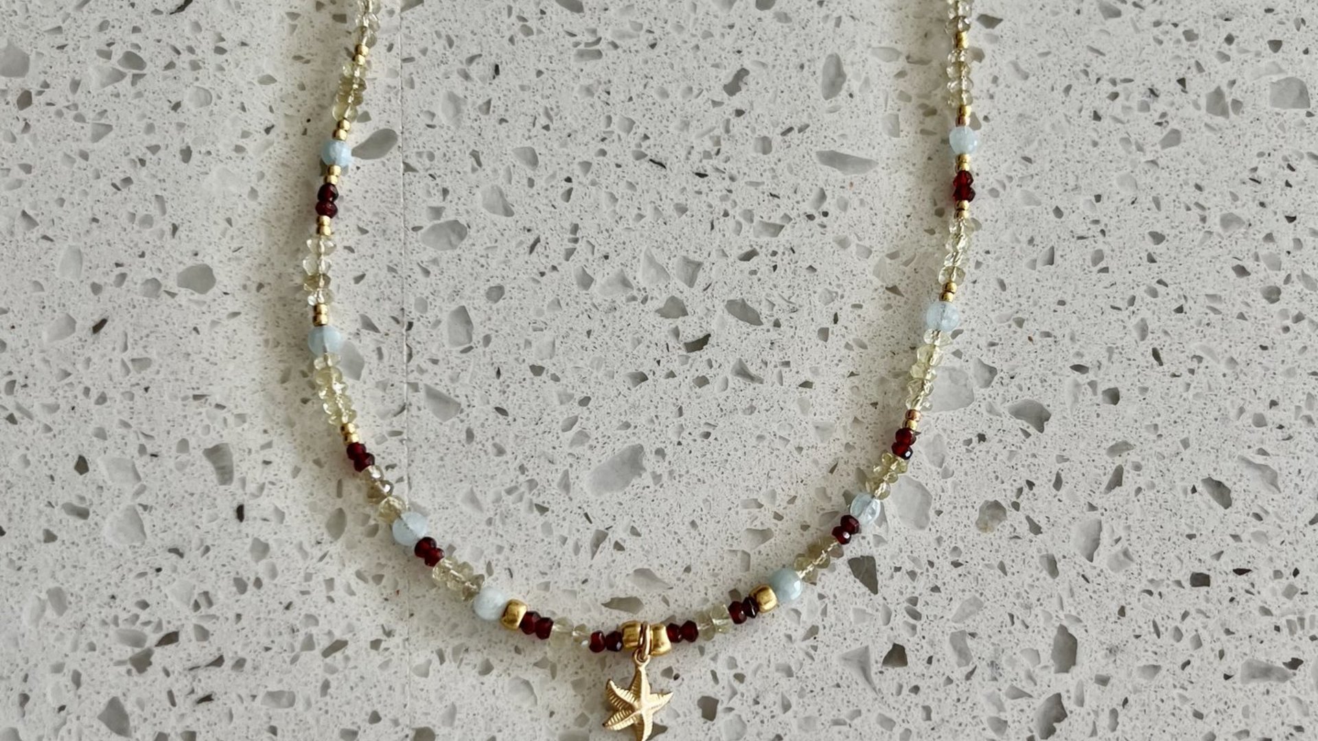 Starfish Beaded Gemstone Necklace