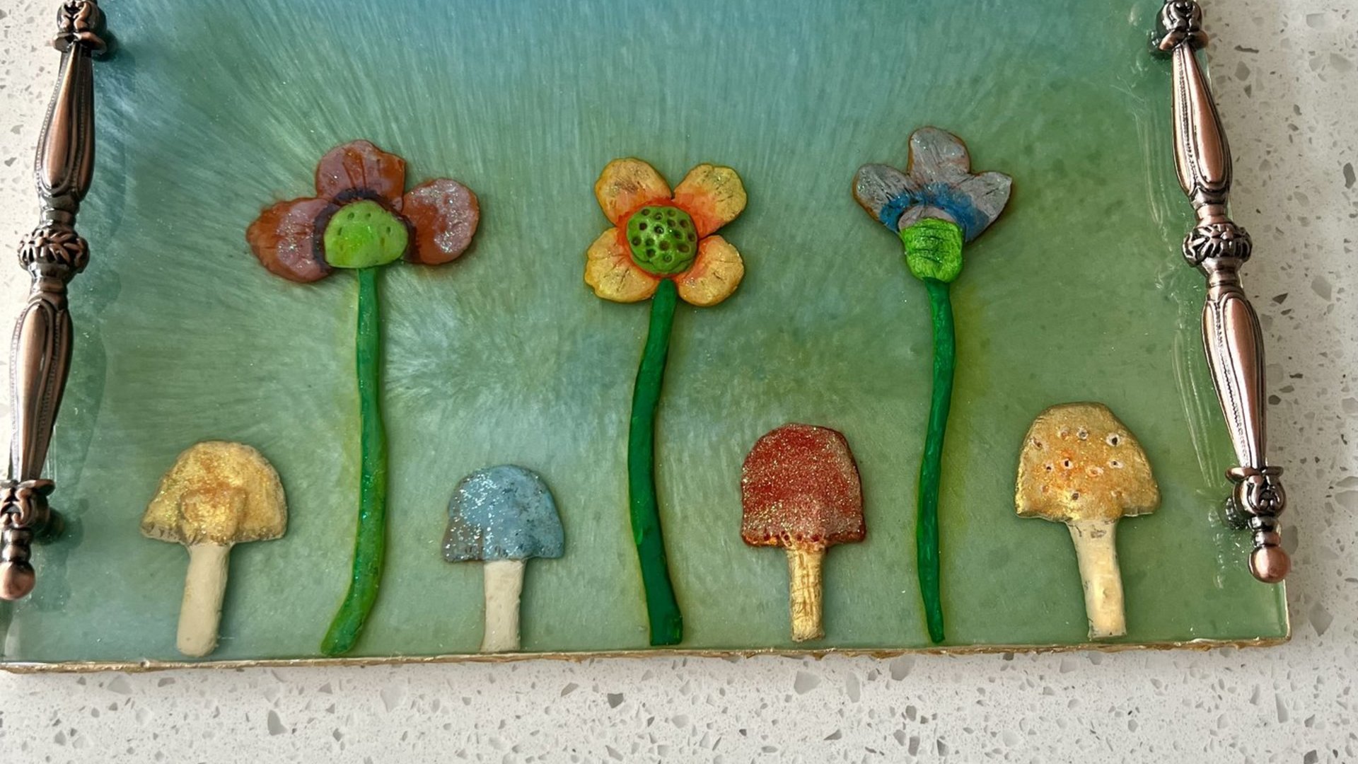 Mushroom Garden Resin Tray