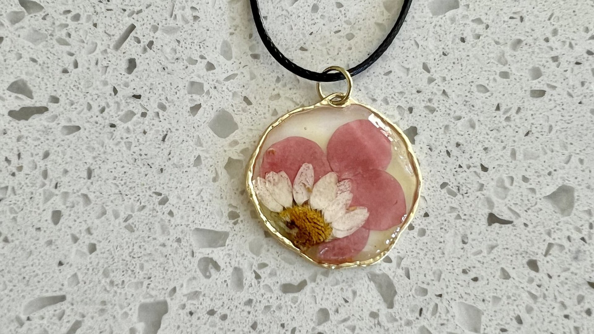 Pink and White Flower Necklace