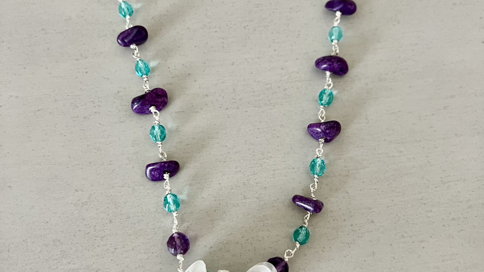 Amethyst Stone and Crystal Necklace