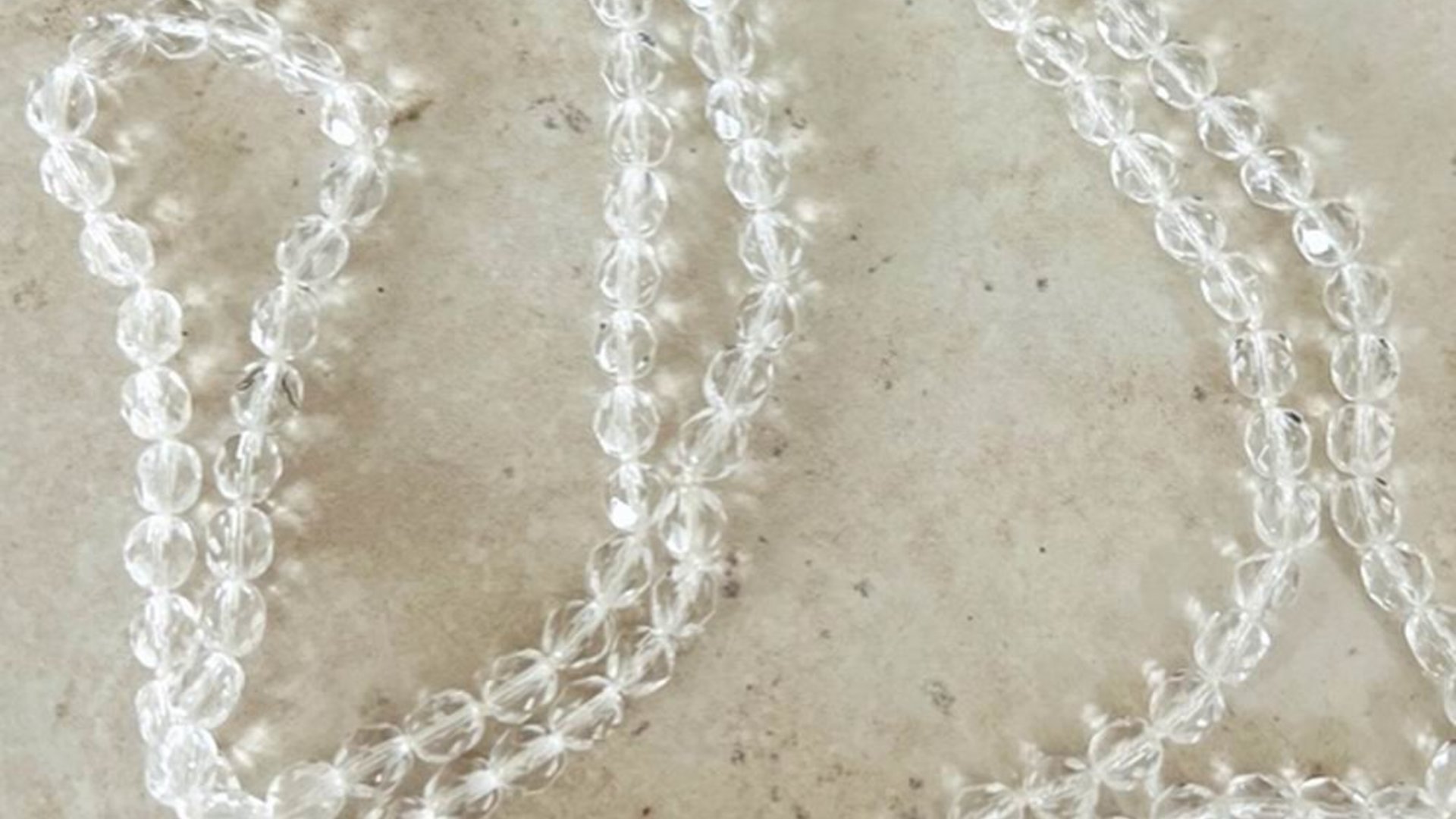 Long White Crystal Necklace