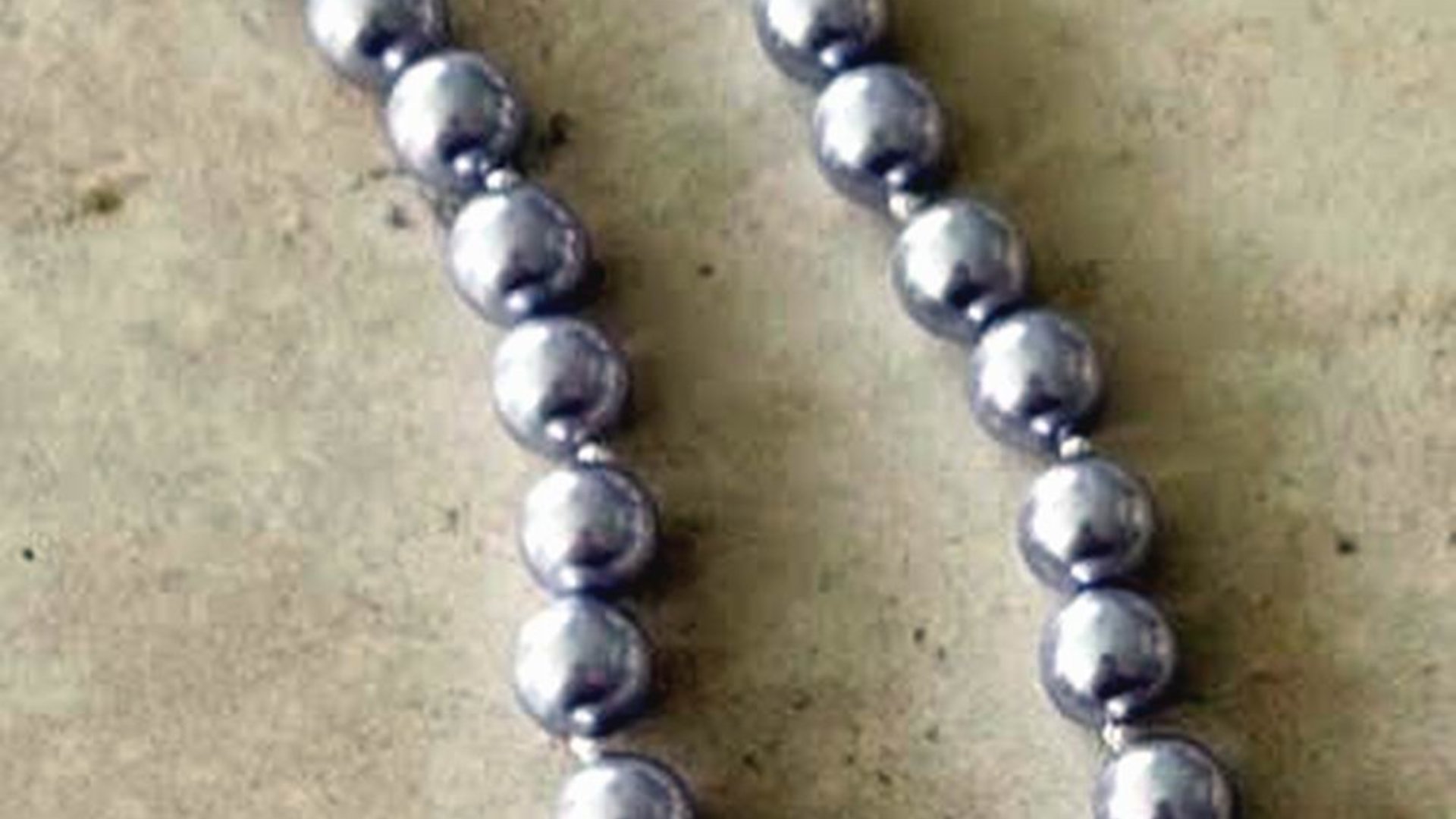  Long Gray Swarovski Crystal Pearl Necklace