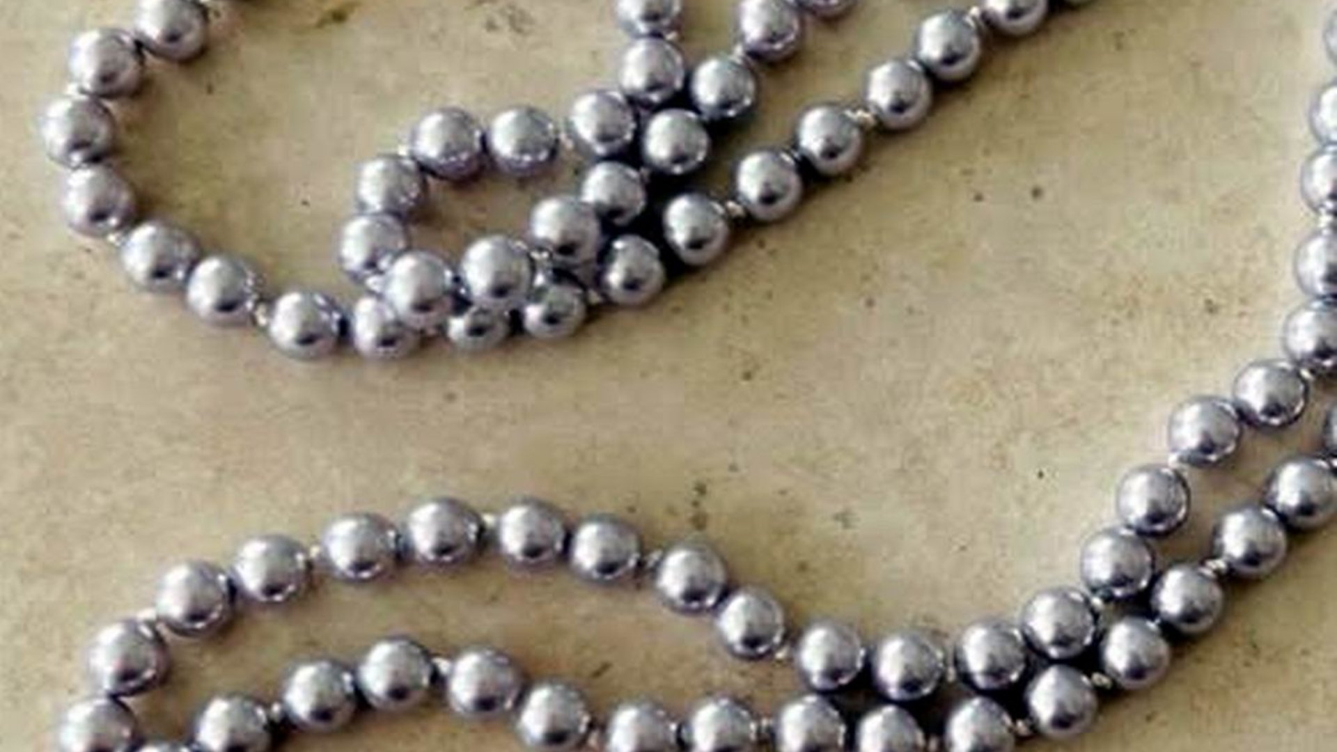  Long Gray Swarovski Crystal Pearl Necklace
