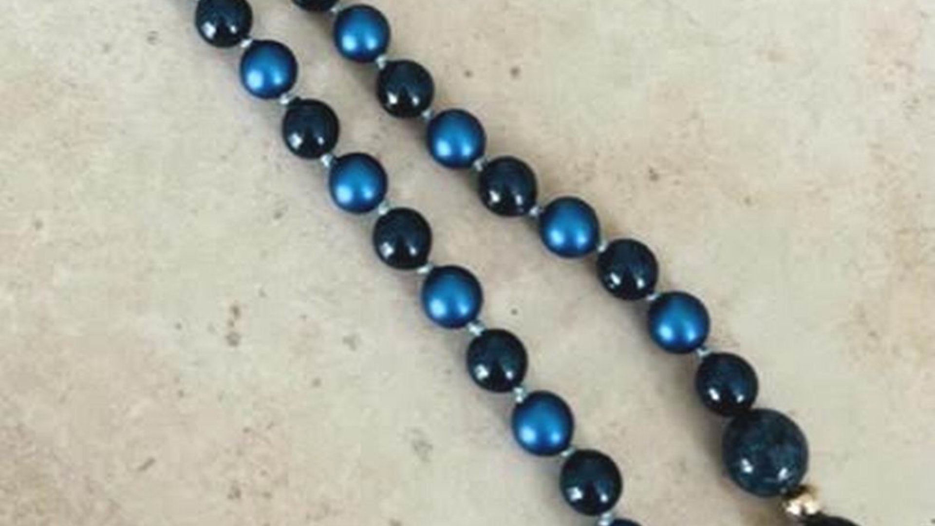 Blue Swarovski Pearl Necklace.