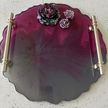 Raspberry Gray Resin Tray