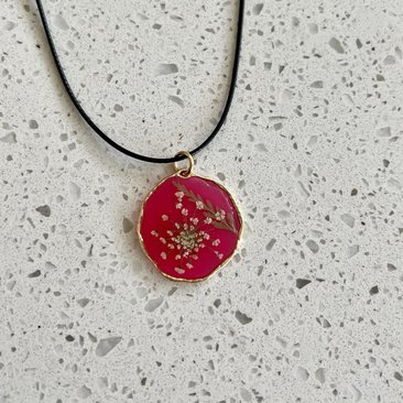 Petite White Flower with Red Background (sold)