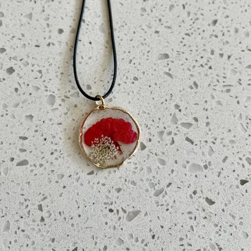 Red and White Flower Necklace (Sold)