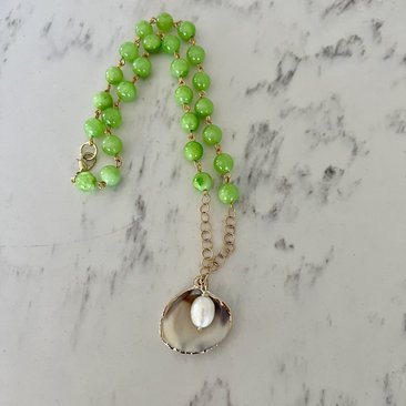 Green Necklace with Pearl (Ocean Collection)