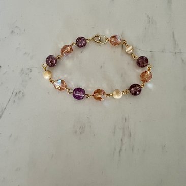 Purple and Peach Crystal Bracelet 